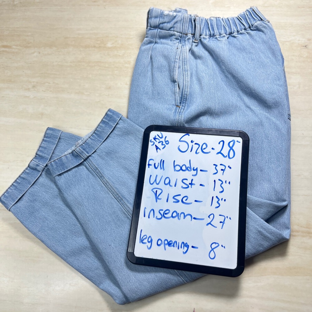 BDG Urban Outfitters Drew Baggy Pleated Jeans Light Wash Elastic Waist W28 L32 - Picture 7 of 12